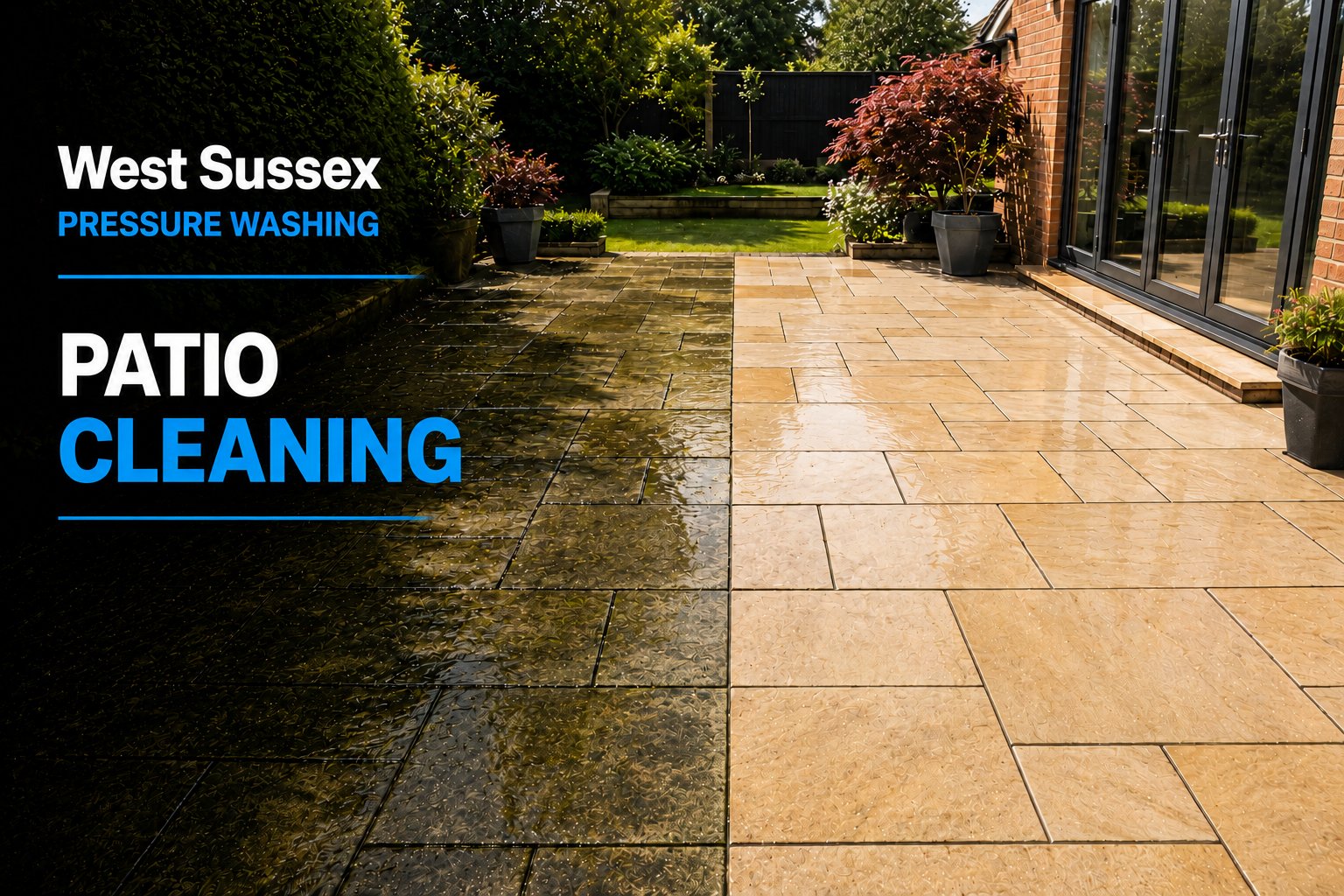 Example of clean garden paving after exterior cleaning